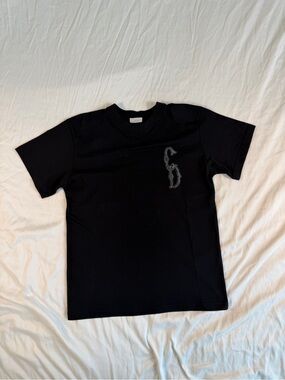 Dior CD Interlaced Embroidered Logo T-Shirt Black Size M NWT